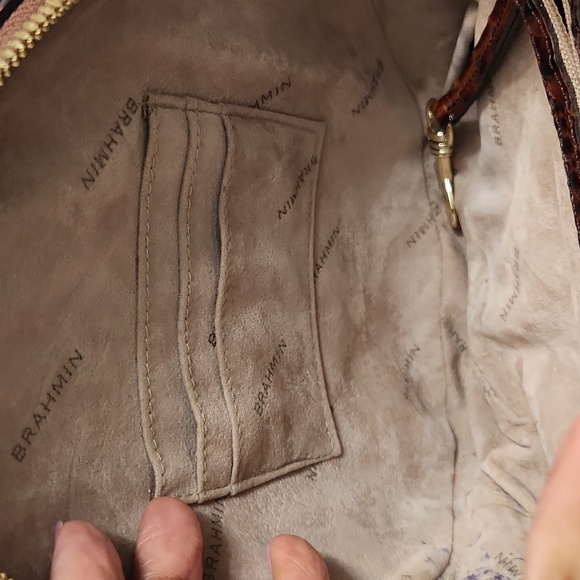 Brahmin Lane Crossbody Bag In Peacan Melbourne Croc Embossed Leather - Picture 10 of 15